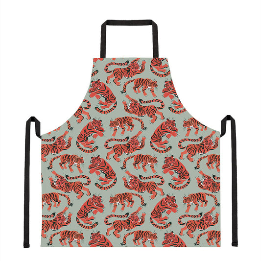Gouache Tiger Pattern Print Apron