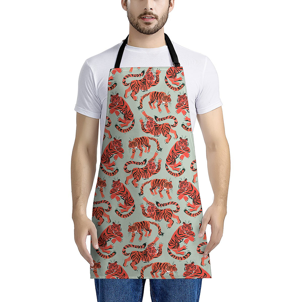Gouache Tiger Pattern Print Apron