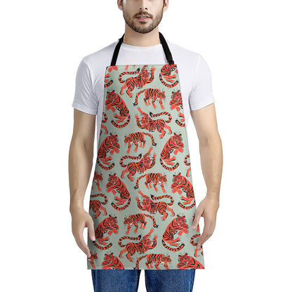 Gouache Tiger Pattern Print Apron