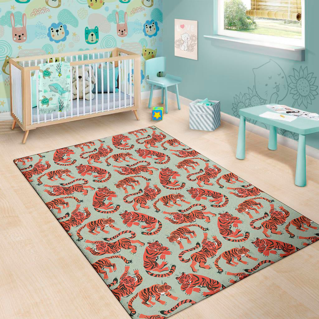 Gouache Tiger Pattern Print Area Rug