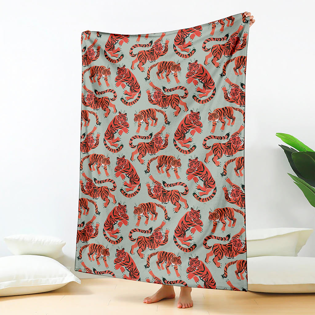 Gouache Tiger Pattern Print Blanket