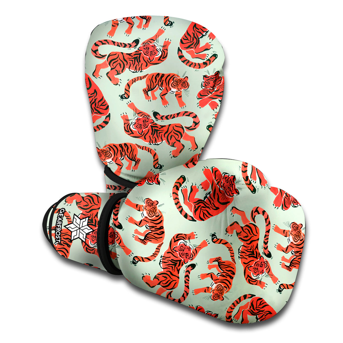 Gouache Tiger Pattern Print Boxing Gloves