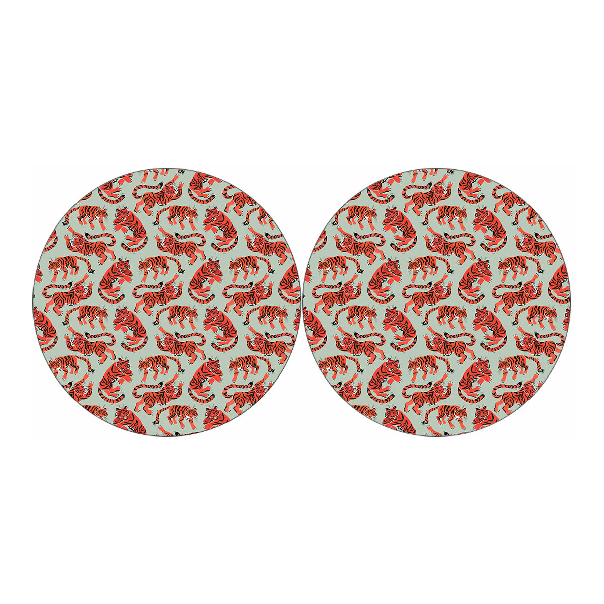 Gouache Tiger Pattern Print Car Coasters