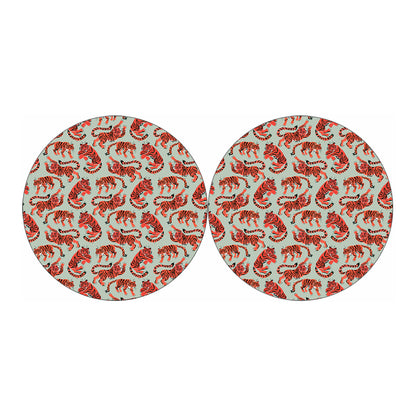 Gouache Tiger Pattern Print Car Coasters