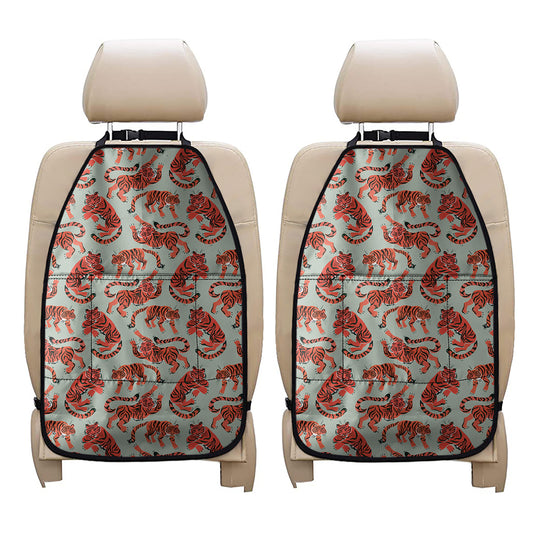 Gouache Tiger Pattern Print Car Seat Organizers
