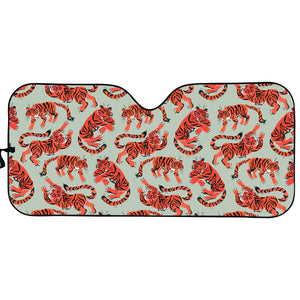 Gouache Tiger Pattern Print Car Sun Shade