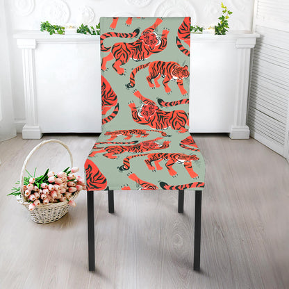 Gouache Tiger Pattern Print Dining Chair Slipcover