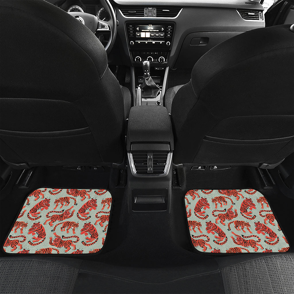 Gouache Tiger Pattern Print Front and Back Car Floor Mats