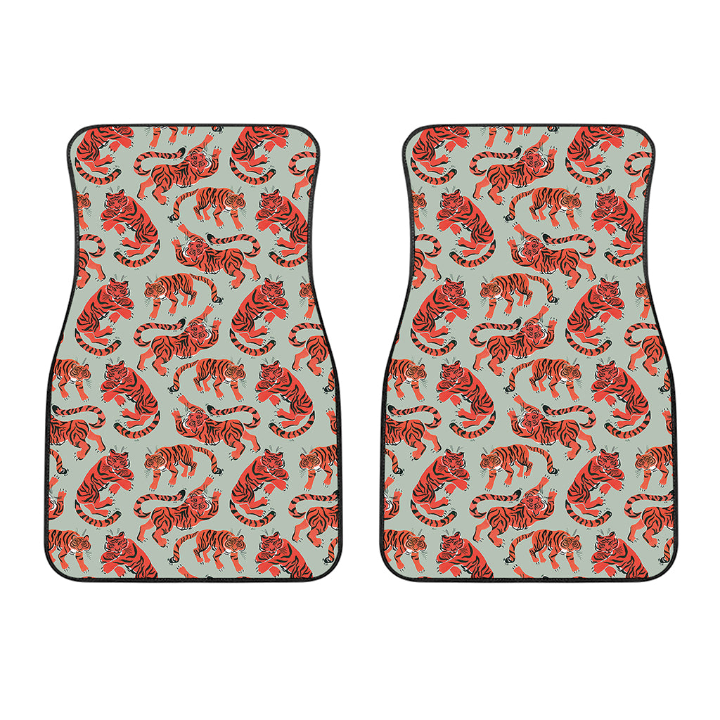 Gouache Tiger Pattern Print Front Car Floor Mats