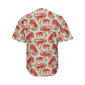 Gouache Tiger Pattern Print Men's Baseball Jersey