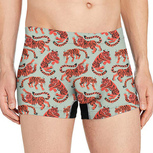 Gouache Tiger Pattern Print Men's Boxer Briefs