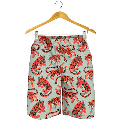 Gouache Tiger Pattern Print Men's Shorts