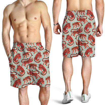 Gouache Tiger Pattern Print Men's Shorts