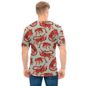 Gouache Tiger Pattern Print Men's T-Shirt