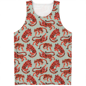 Gouache Tiger Pattern Print Men's Tank Top