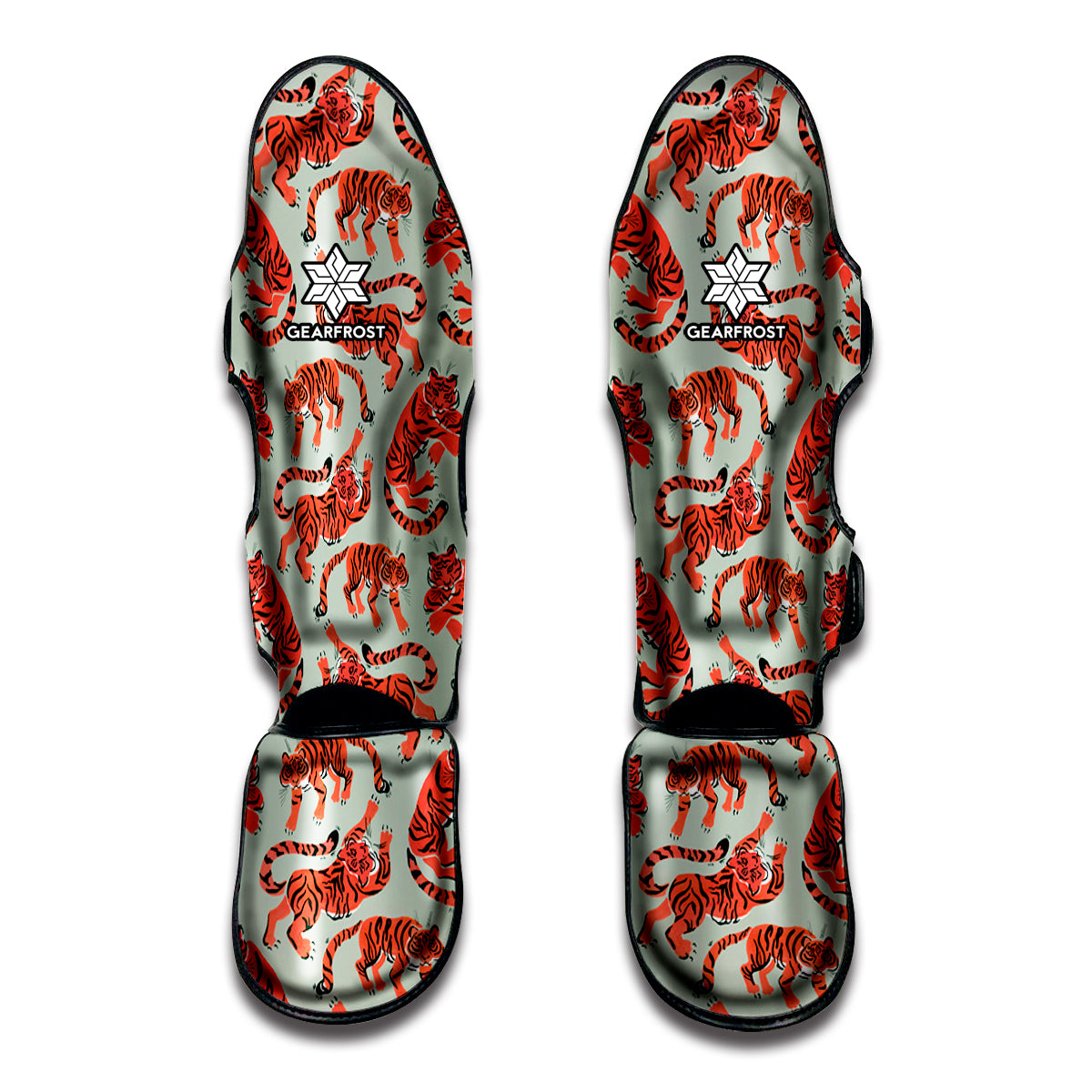 Gouache Tiger Pattern Print Muay Thai Shin Guard