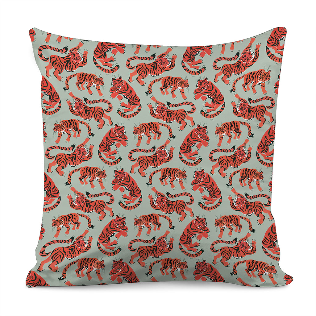 Gouache Tiger Pattern Print Pillow Cover