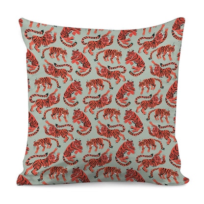 Gouache Tiger Pattern Print Pillow Cover