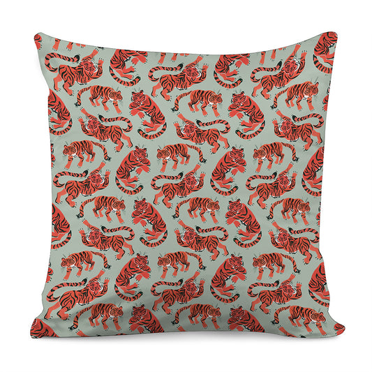 Gouache Tiger Pattern Print Pillow Cover