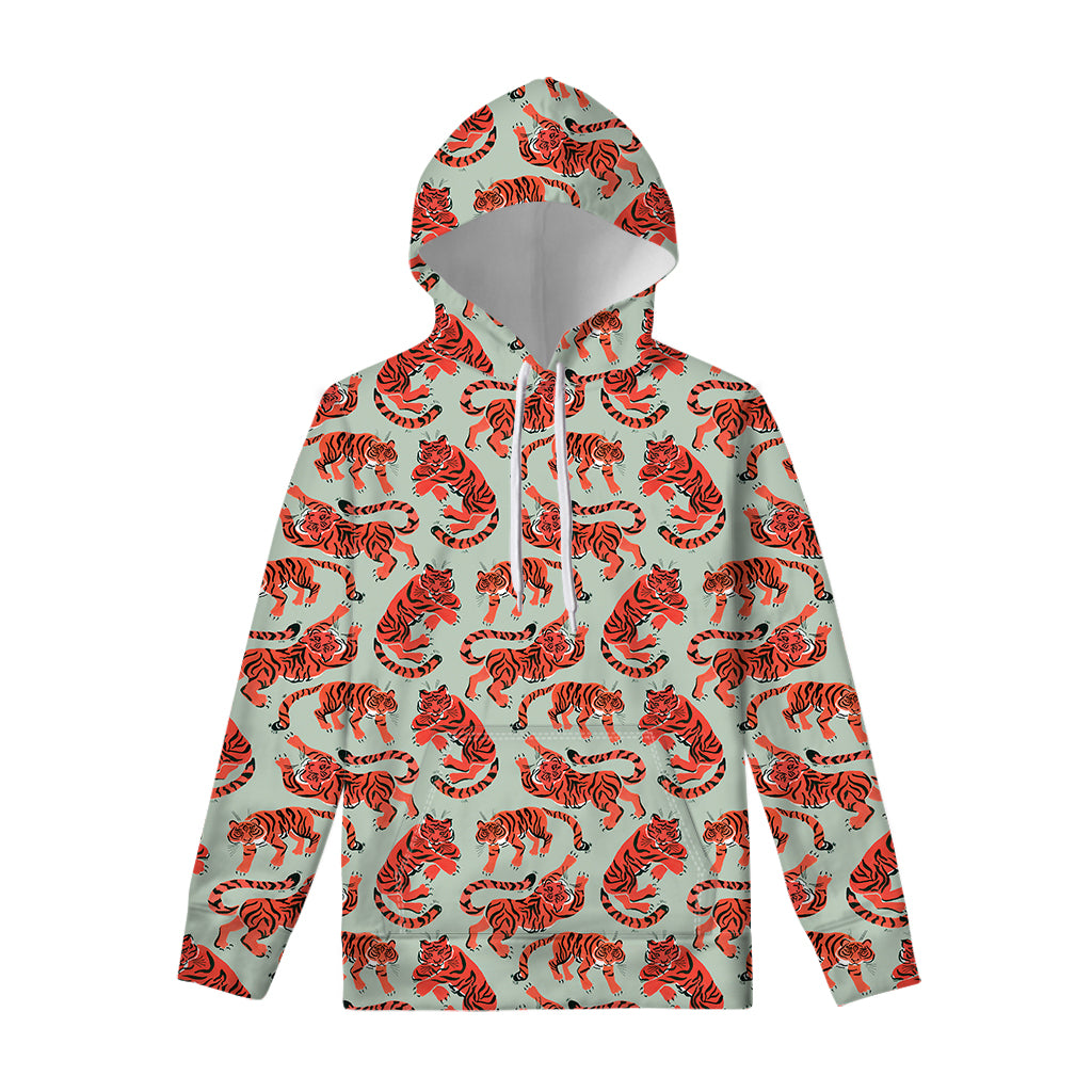 Gouache Tiger Pattern Print Pullover Hoodie