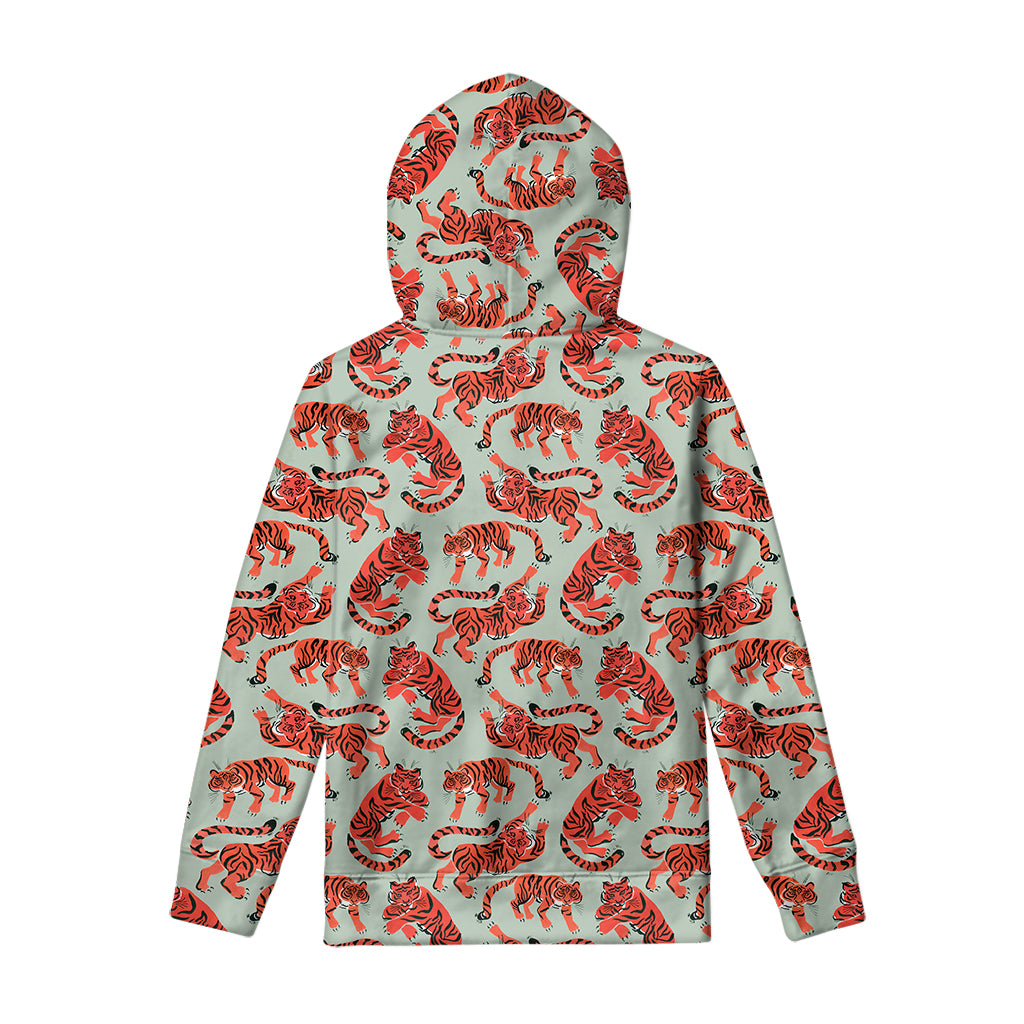 Gouache Tiger Pattern Print Pullover Hoodie