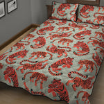 Gouache Tiger Pattern Print Quilt Bed Set