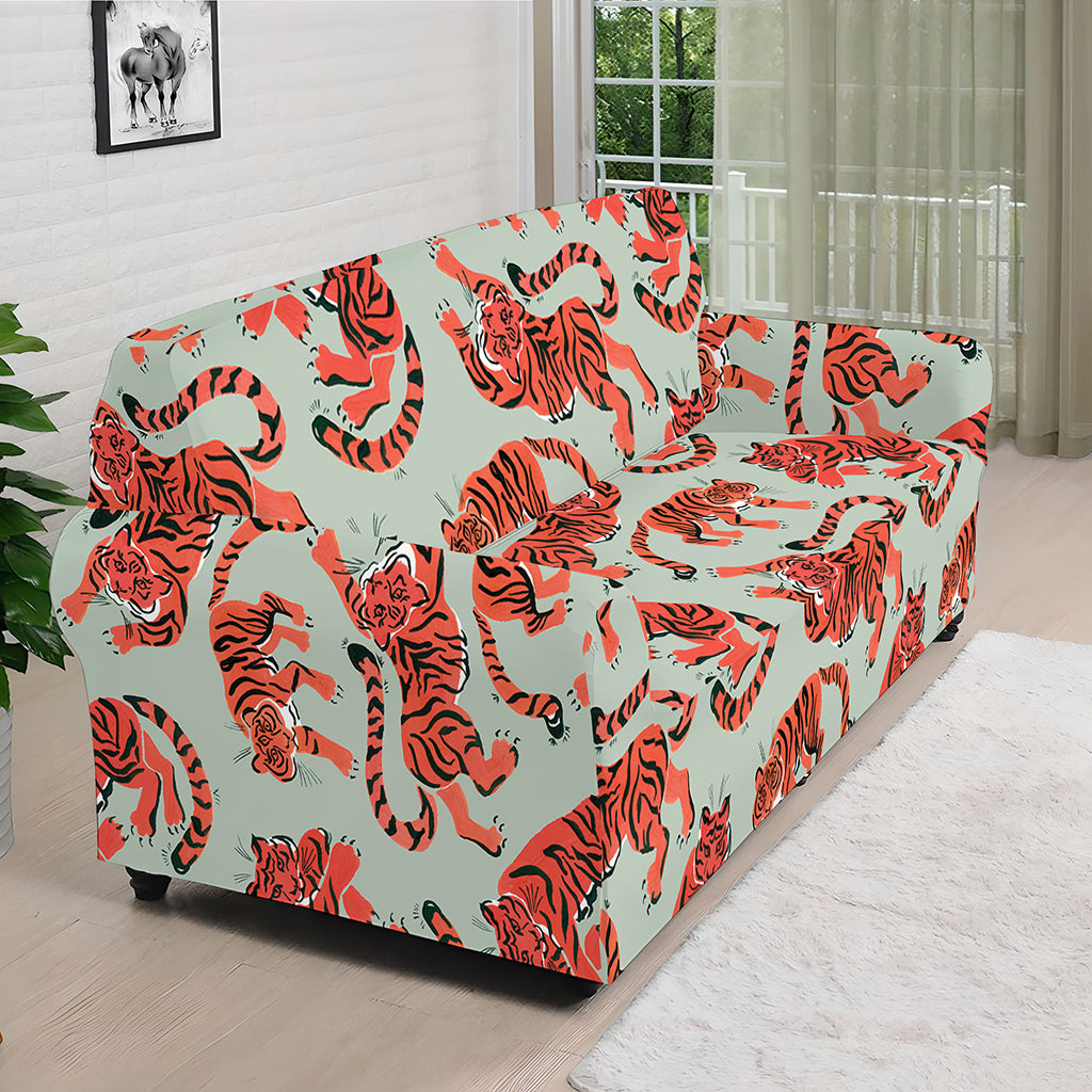 Gouache Tiger Pattern Print Sofa Cover