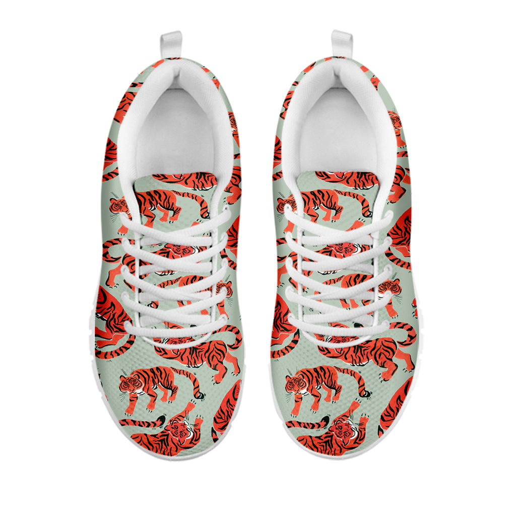 Gouache Tiger Pattern Print White Sneakers