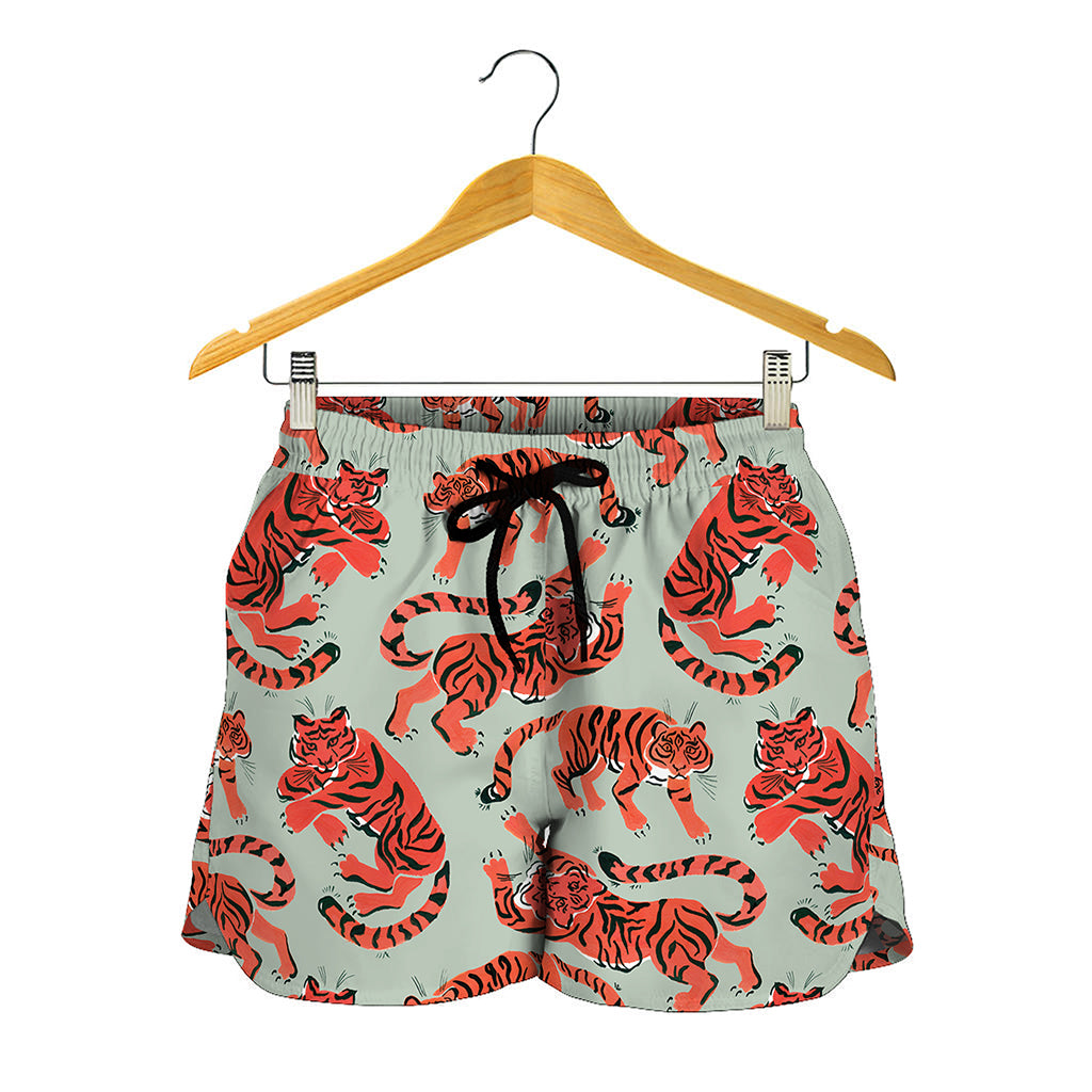Gouache Tiger Pattern Print Women's Shorts