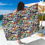 Graffiti Cartoon Characters Print Beach Sarong Wrap