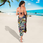 Graffiti Cartoon Characters Print Beach Sarong Wrap