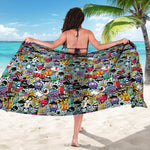 Graffiti Cartoon Characters Print Beach Sarong Wrap
