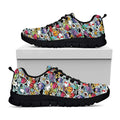 Graffiti Cartoon Characters Print Black Running Shoes