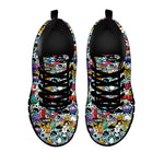 Graffiti Cartoon Characters Print Black Sneakers