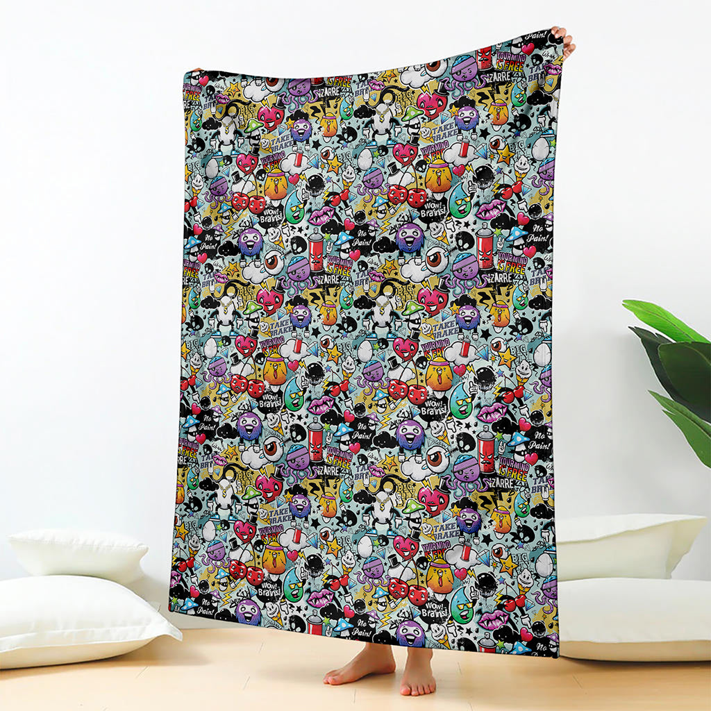 Graffiti Cartoon Characters Print Blanket