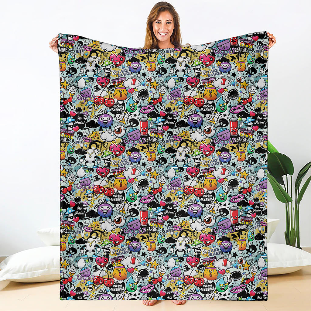 Graffiti Cartoon Characters Print Blanket