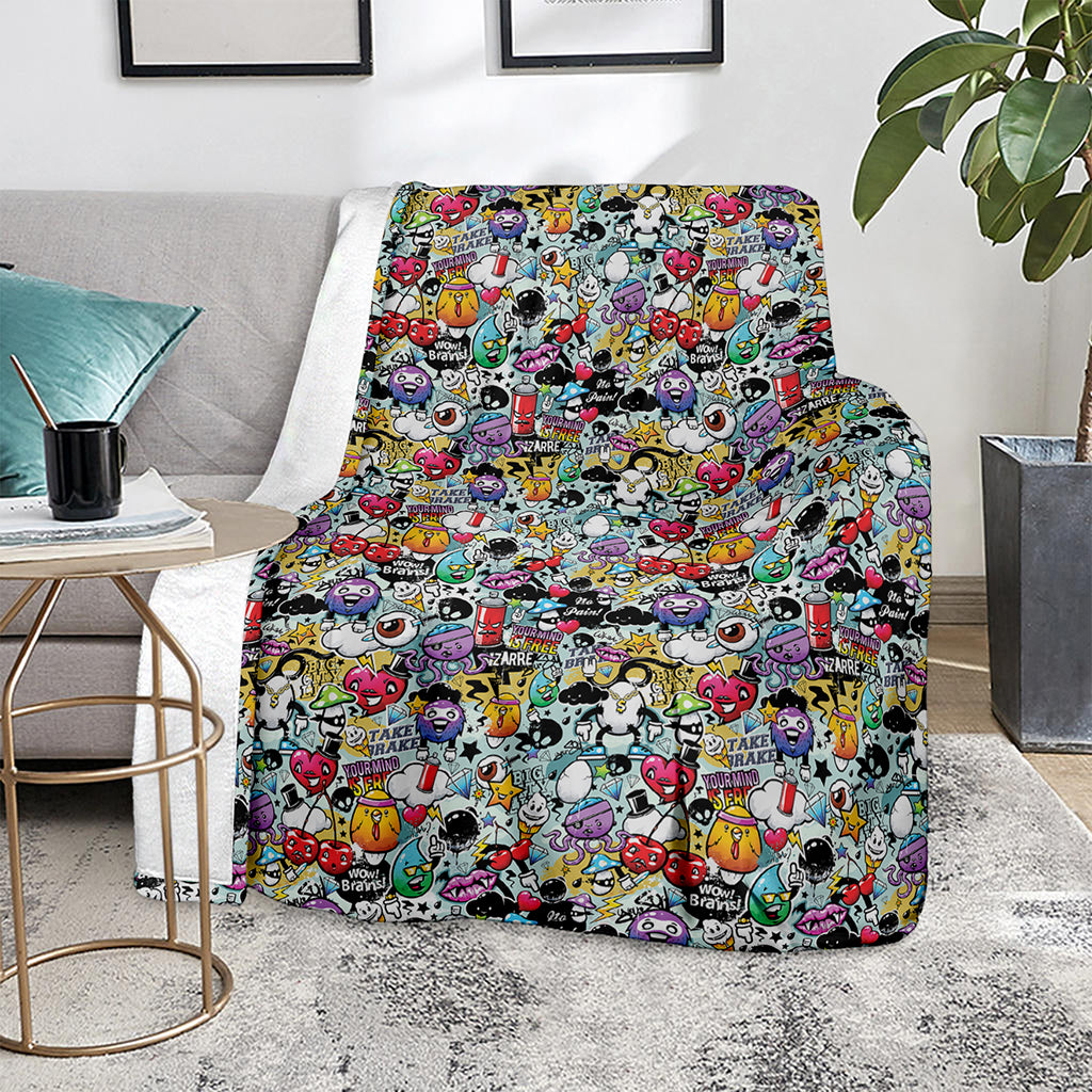 Graffiti Cartoon Characters Print Blanket