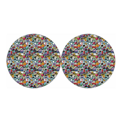 Graffiti Cartoon Characters Print Car Coasters