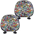 Graffiti Cartoon Characters Print Car Headrest Covers