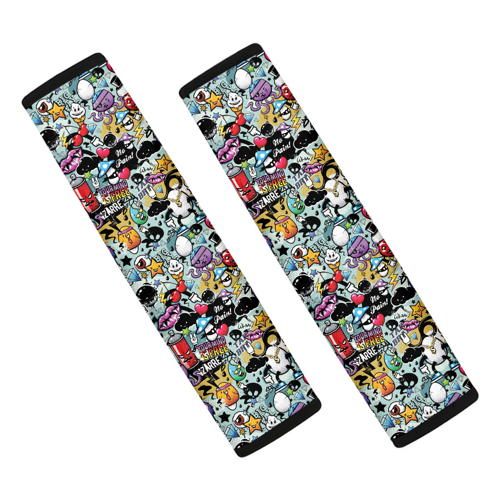 Graffiti Cartoon Characters Print Car Seat Belt Covers