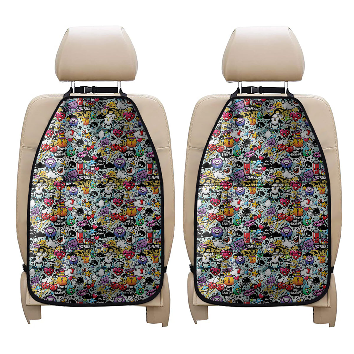Graffiti Cartoon Characters Print Car Seat Organizers