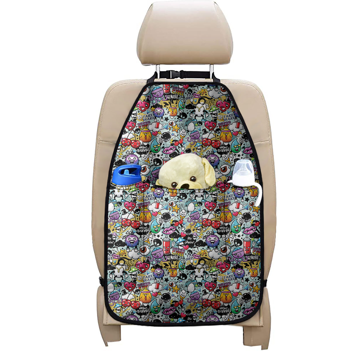 Graffiti Cartoon Characters Print Car Seat Organizers