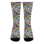 Graffiti Cartoon Characters Print Crew Socks