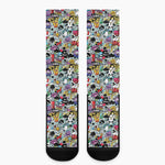 Graffiti Cartoon Characters Print Crew Socks