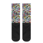 Graffiti Cartoon Characters Print Crew Socks