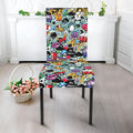 Graffiti Cartoon Characters Print Dining Chair Slipcover