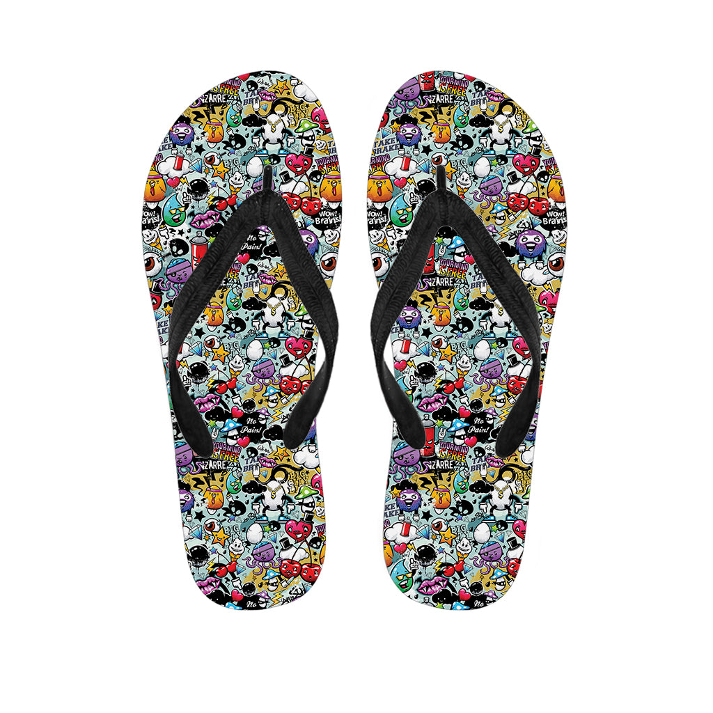 Graffiti Cartoon Characters Print Flip Flops