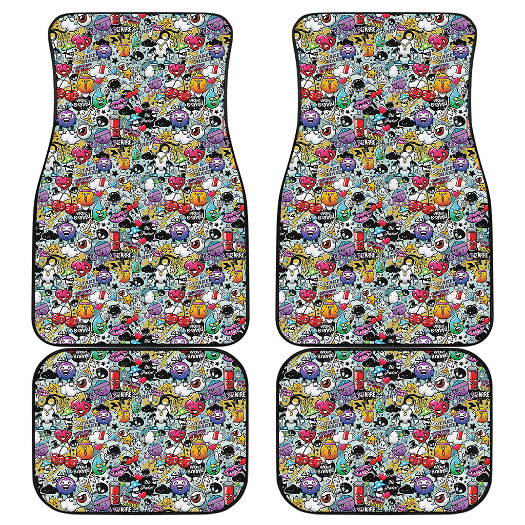 Graffiti Cartoon Characters Print Front and Back Car Floor Mats