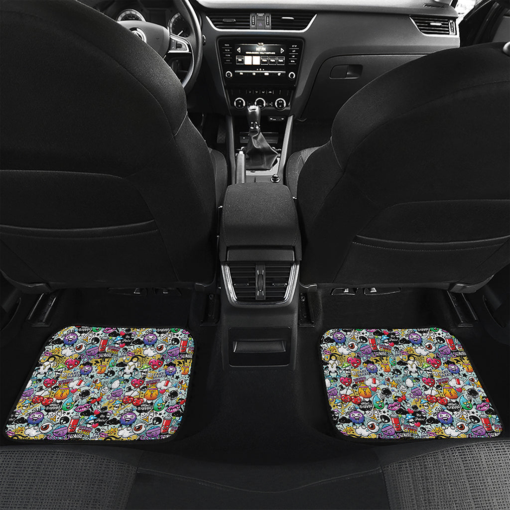 Graffiti Cartoon Characters Print Front and Back Car Floor Mats