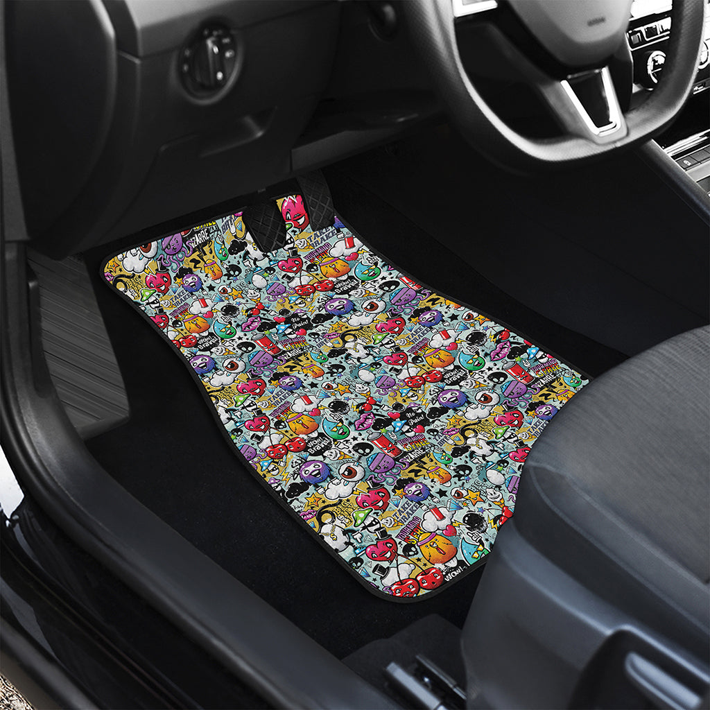 Graffiti Cartoon Characters Print Front and Back Car Floor Mats